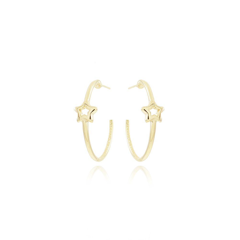 Ag-1728-Do Brinco Meia Argola Com Detalhe De Estrela (2,4cm).
