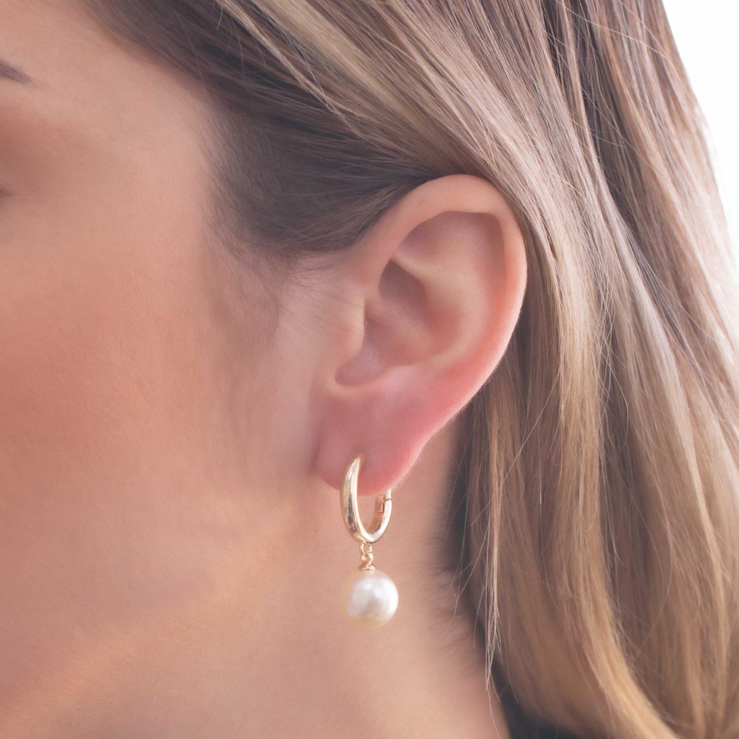 Ag-1741-Do Brinco De Argola Articulada Com Pérola.