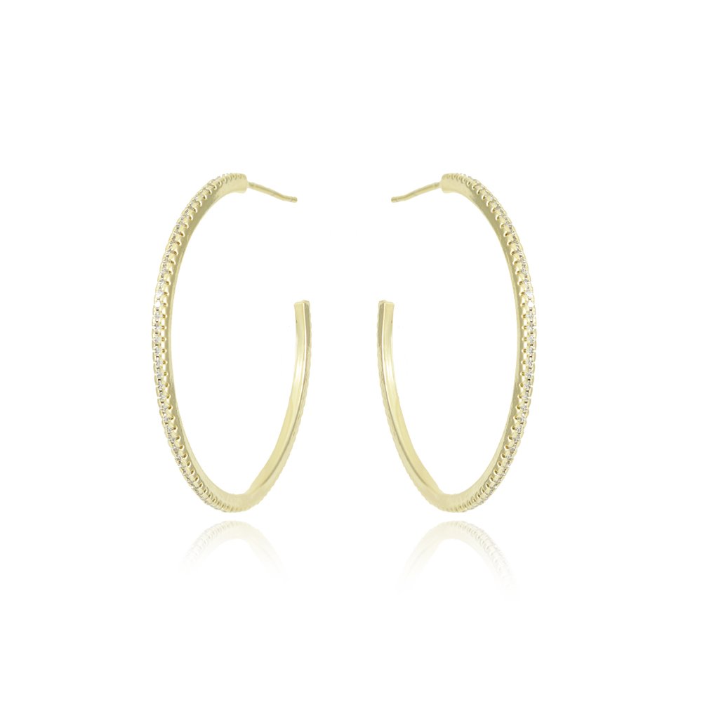 Ag-1795-Do Brinco Meia Argola Cravejado Cristal 3,5cm.