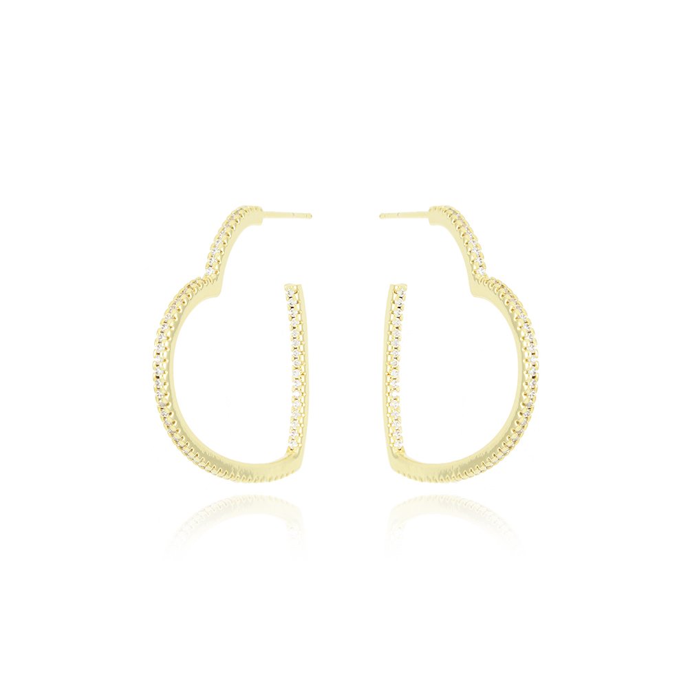 Ag-1797-Do Brinco&Nbsp; Argola De Coração Cravejado Cristal (3,0cm).