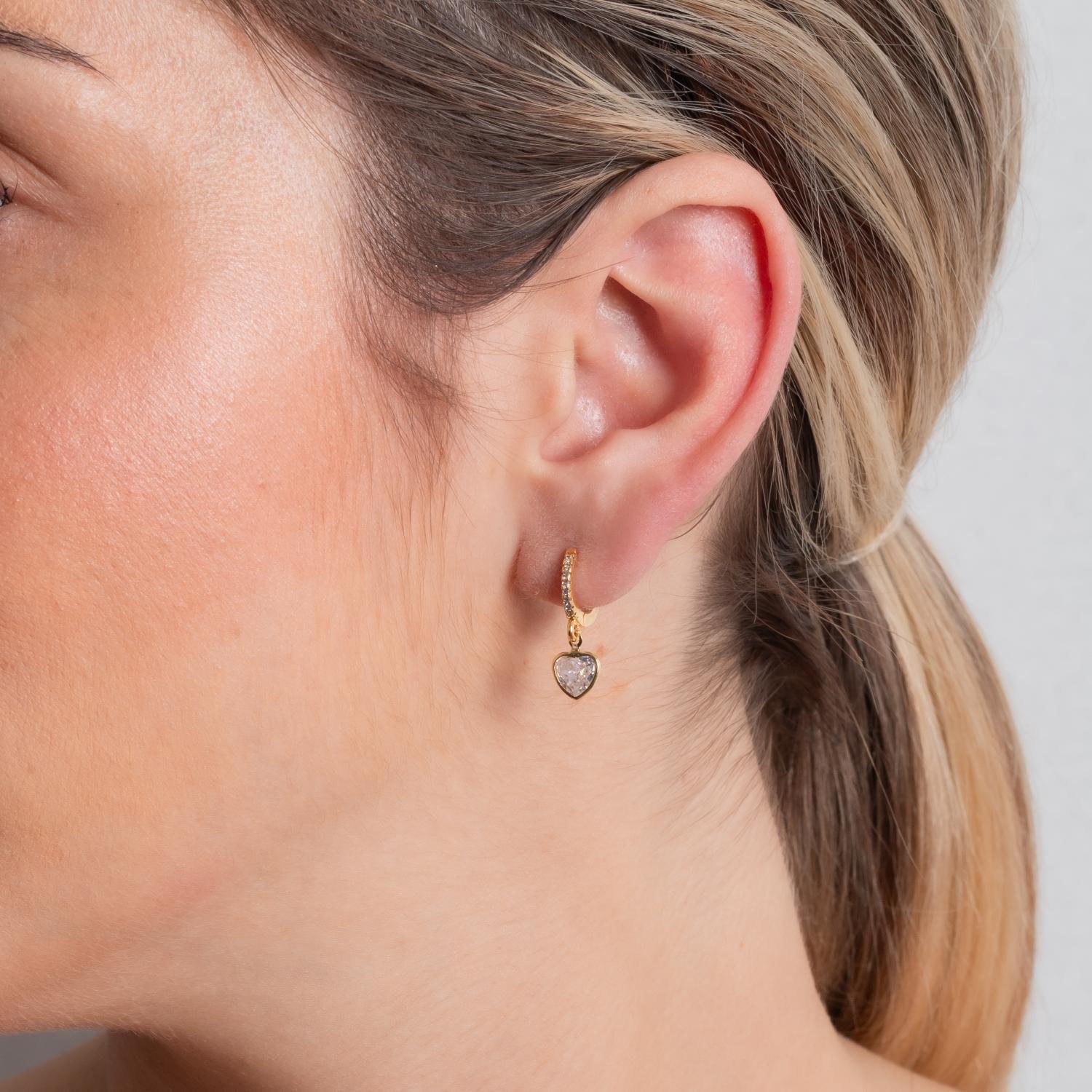 Ag-1803-Do Brinco Argola Articulada De Coração Cristal.