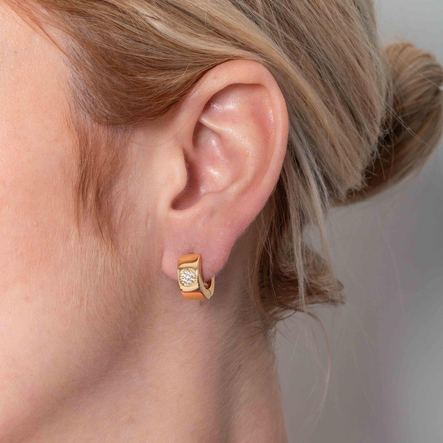 Ag-1914-Do Brinco Argola Articulada Com Flor Cravejada.