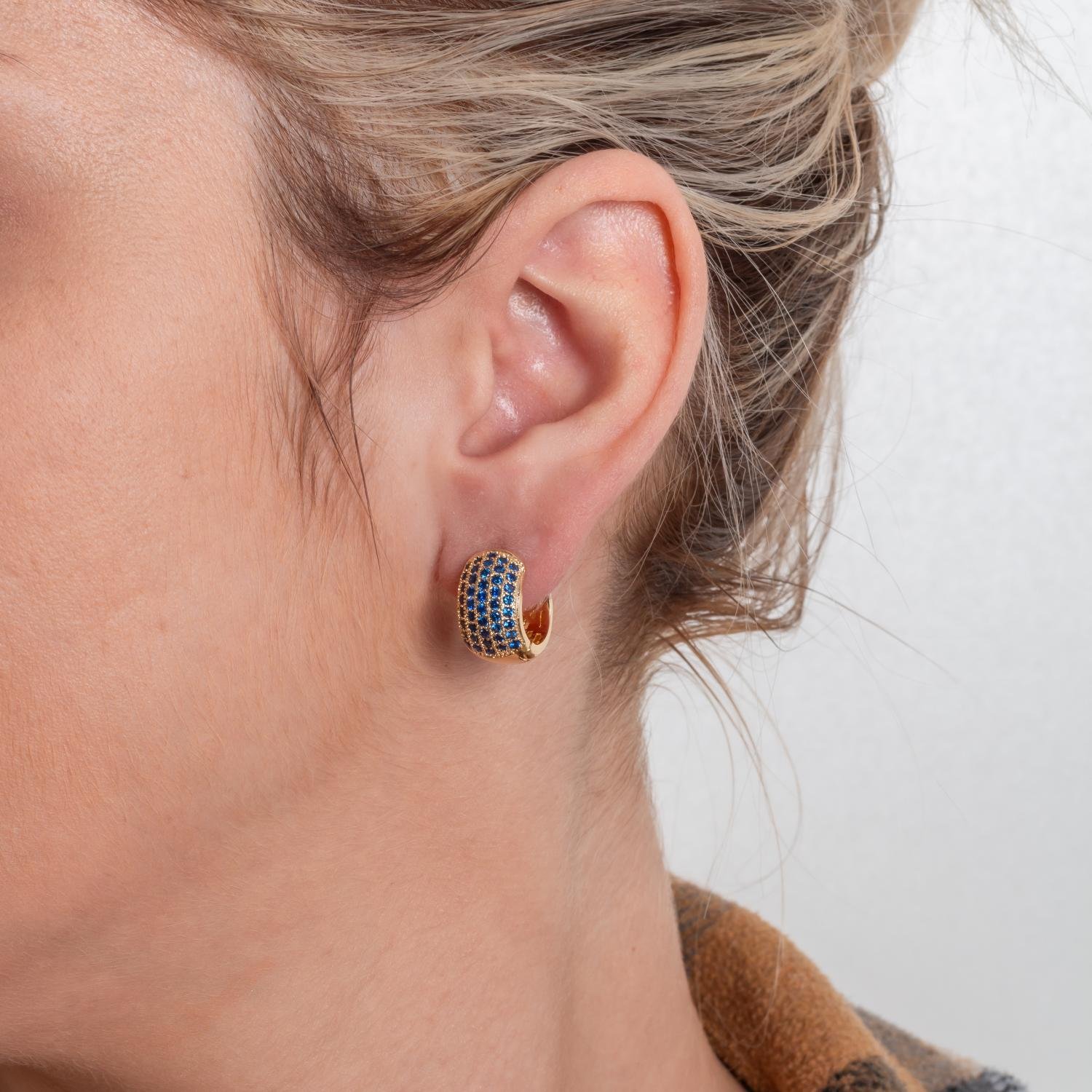 Ag-1971-Do Brinco De Argola Articulada Cravejado.