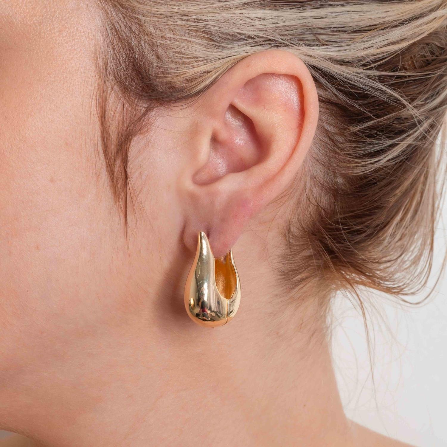 Ag-2011-Do Brinco De Argola Articulada Gota Liso.