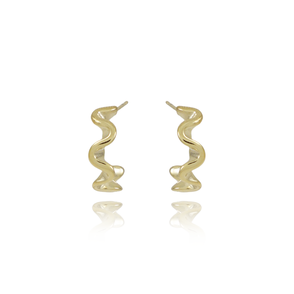 Ag-2120-Do Brinco Meia Argola Ondulada.