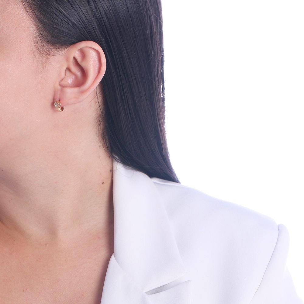 Ag-319-Do - Brinco Argola Com Coração Cravejado