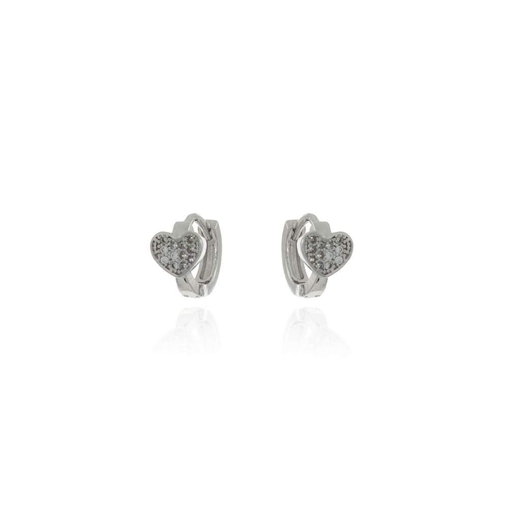  Ag-319-Rd - Brinco Argola Com Coração Cravejado Ródio