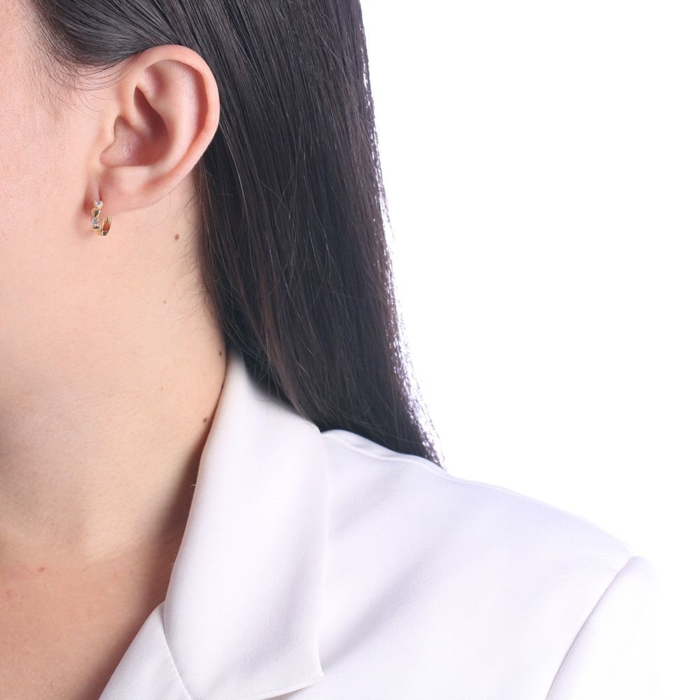 Ag-343-Do Brinco De Argolinha Articulada Com Corações Cravejados