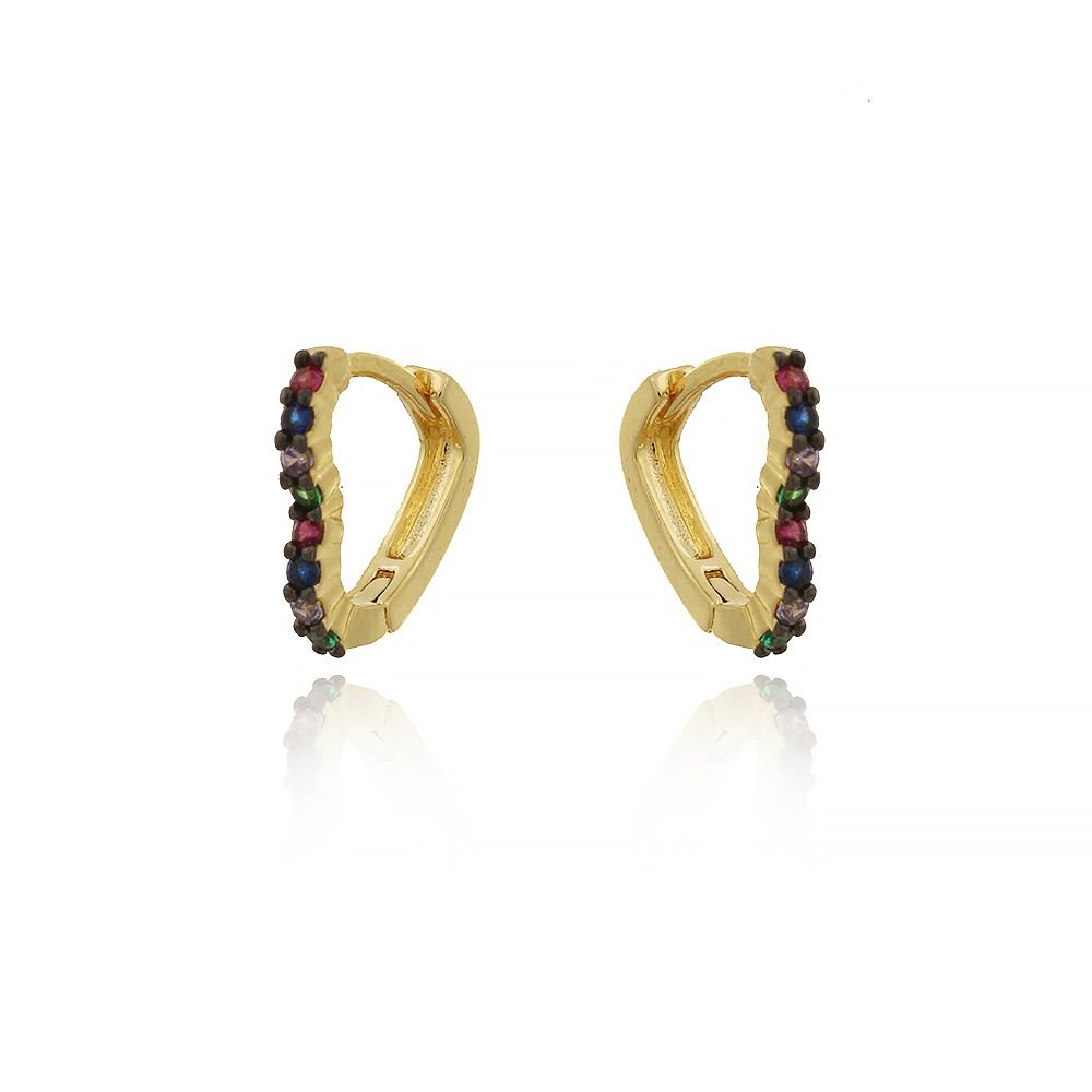 Ag-358-Do-C/Ródio Argolinha Cravejada Com Detalhes Em Ródio