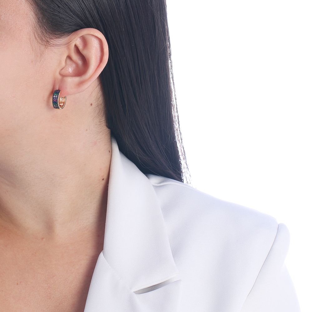 Ag-380-Do-C/Ródio Brinco De Argolinha Cravejado Com Ródio