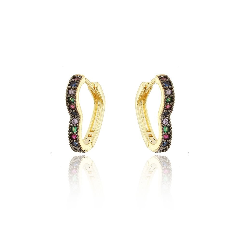 Ag-384-Do-C/Ródio Argolinha Coração Colors E Detalhe Em Ródio