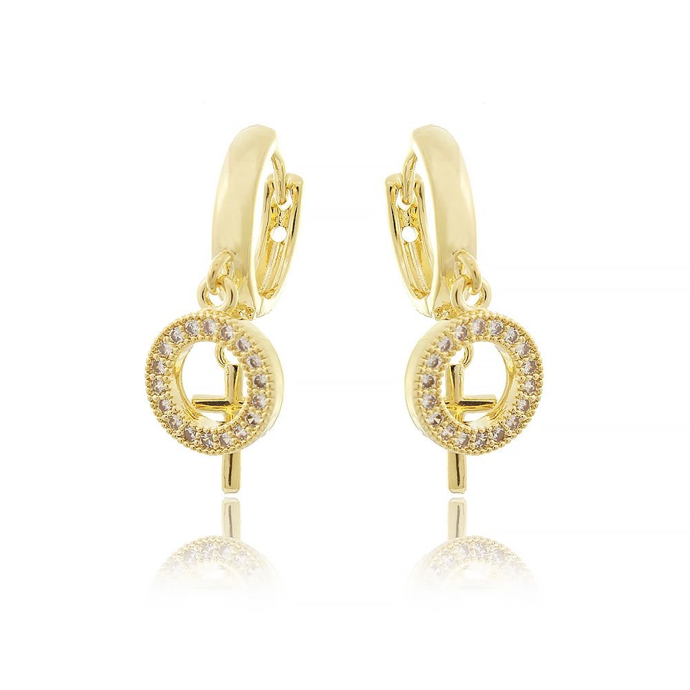 Ag-430-Do Argolinha Com Pingente De Cruz E Círculo Vazado