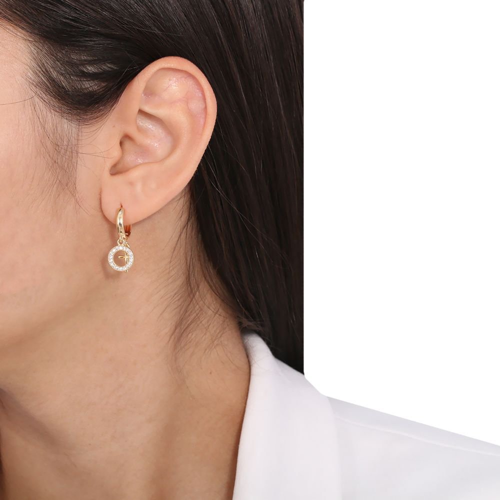 Ag-430-Do Argolinha Com Pingente De Cruz E Círculo Vazado