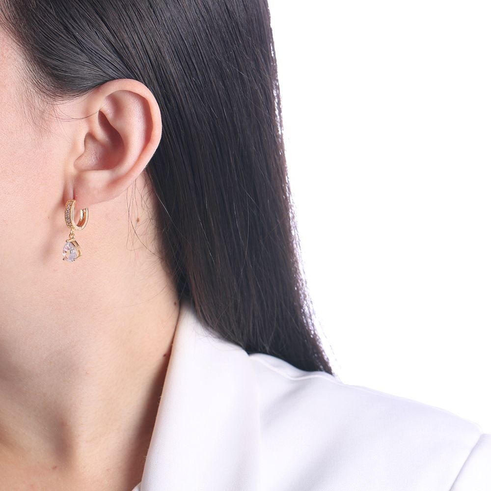 Ag-442-Do Brinco Argolinha Articulada Cravejada E Com Gota