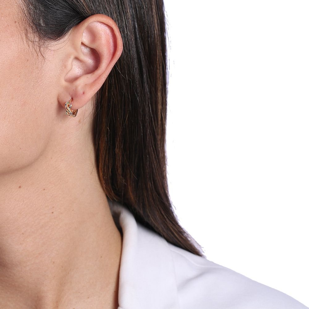 Ag-480-Do Brinco De Argolinha Simbolo Do Infinito Cravejado.