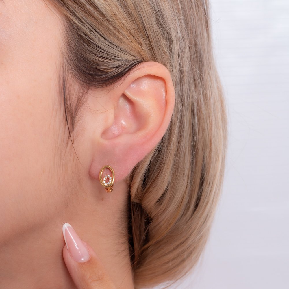 Ag-483-Do Brinco De Argolinha Com Círculo Vazado Duplo