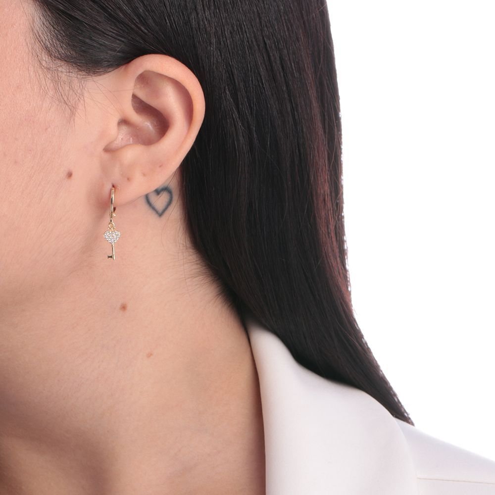 Ag-489-Do Brinco De Argolinha De Chave Com Coração