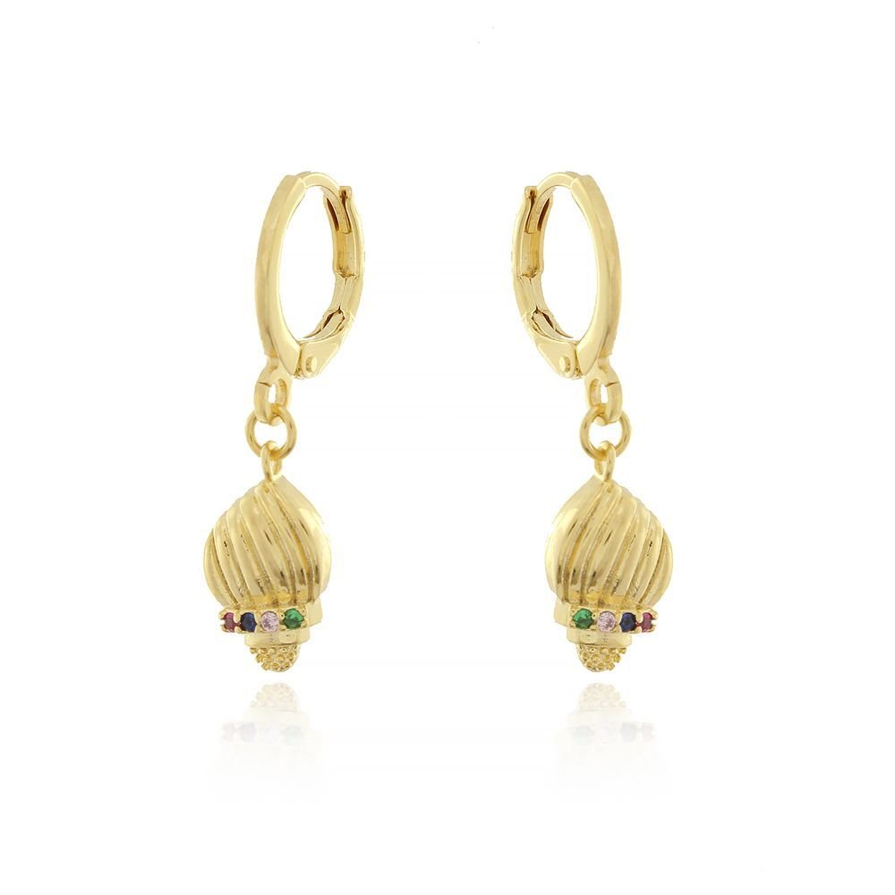  Ag-492-Do Brinco De Argolinha Com Pêndulo De Concha