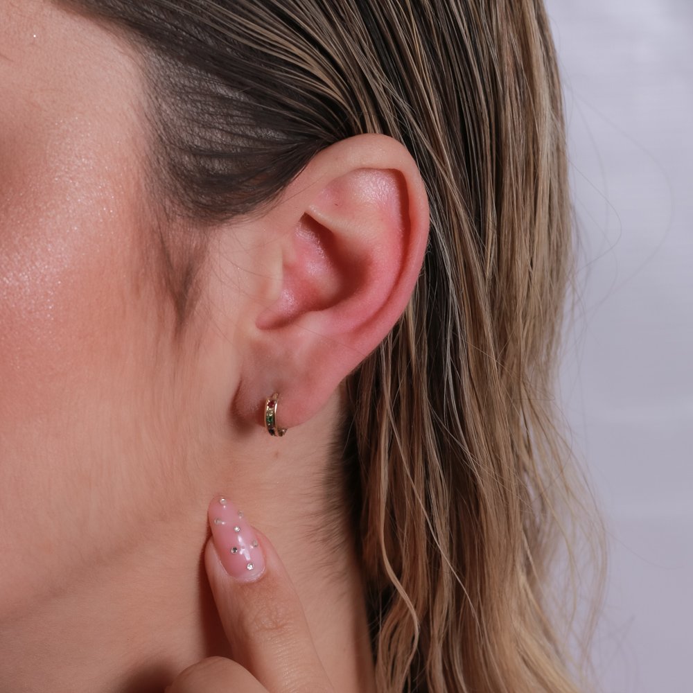 Ag-504-Do Brinco De Argolinha Cravejada Colorida