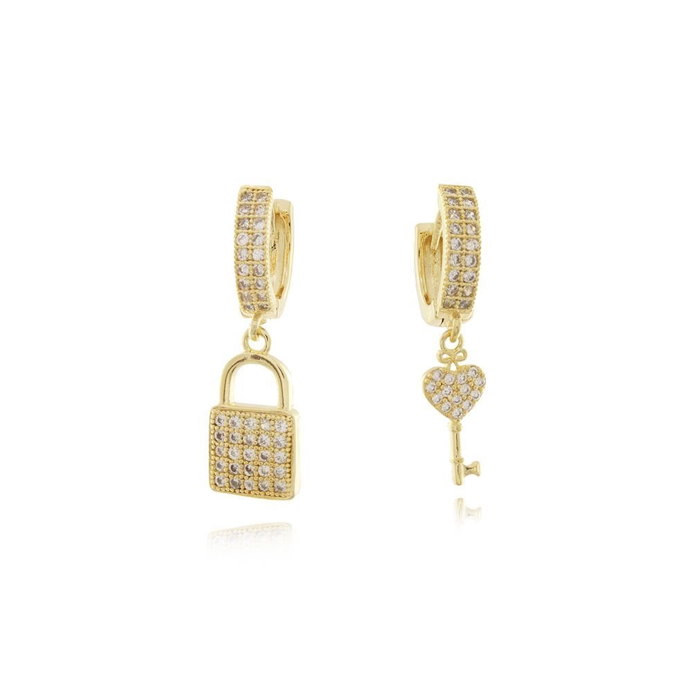 Ag-513-Do Brinco De Argolinha De Chave E Cadeado