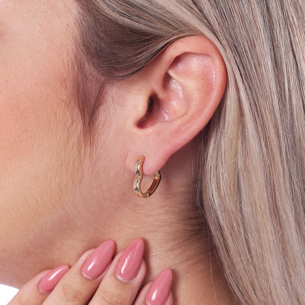 Ag-524-Do Brinco De Argolinha Articulada De Coração Lisa (18mm)