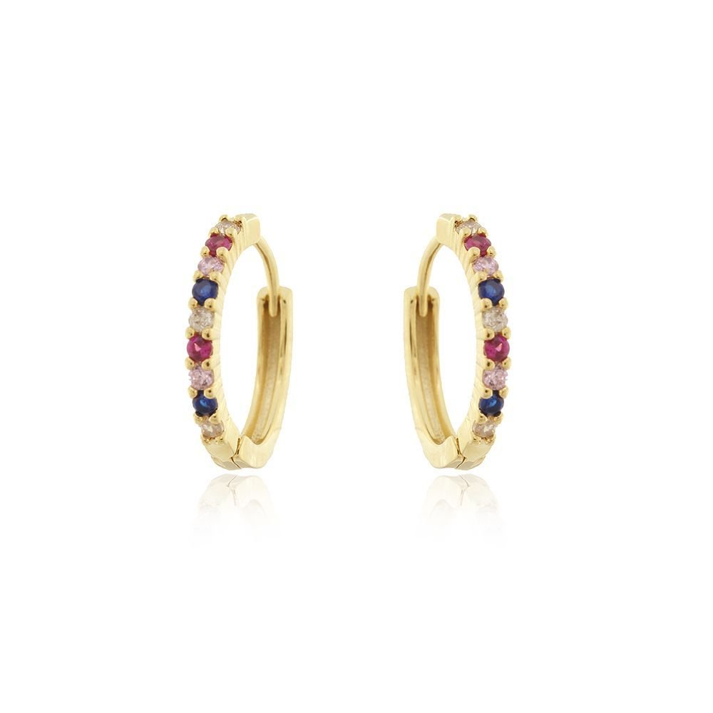 Ag-542-Do Brinco De Argolinha Fina Cravejada