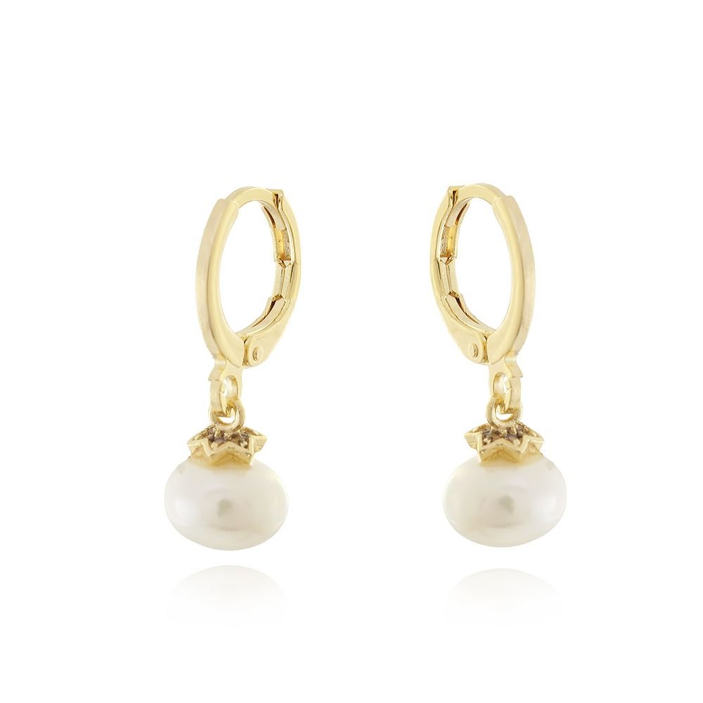 Ag-557-Do Brinco De Argola Com Pingente De Pérola