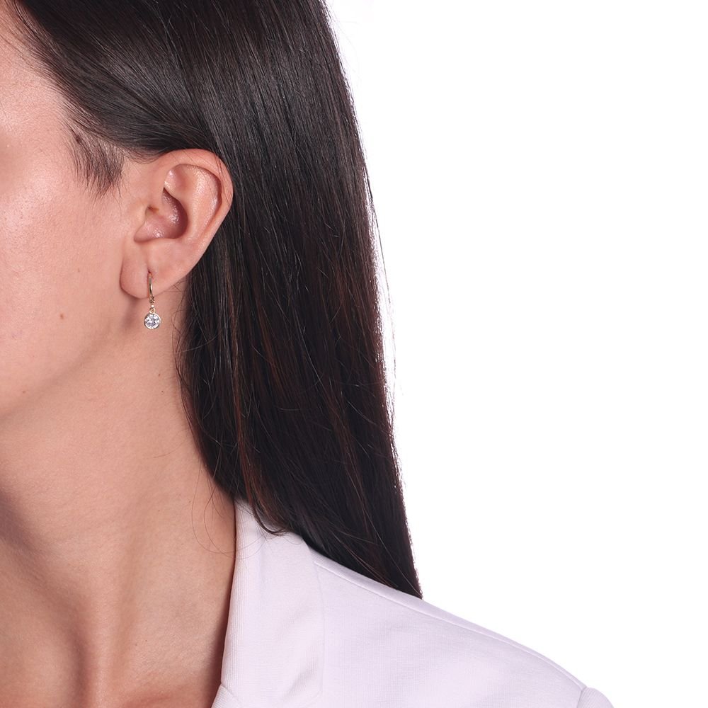 Ag-564-Do Brinco De Argolinha Com Ponto De Luz