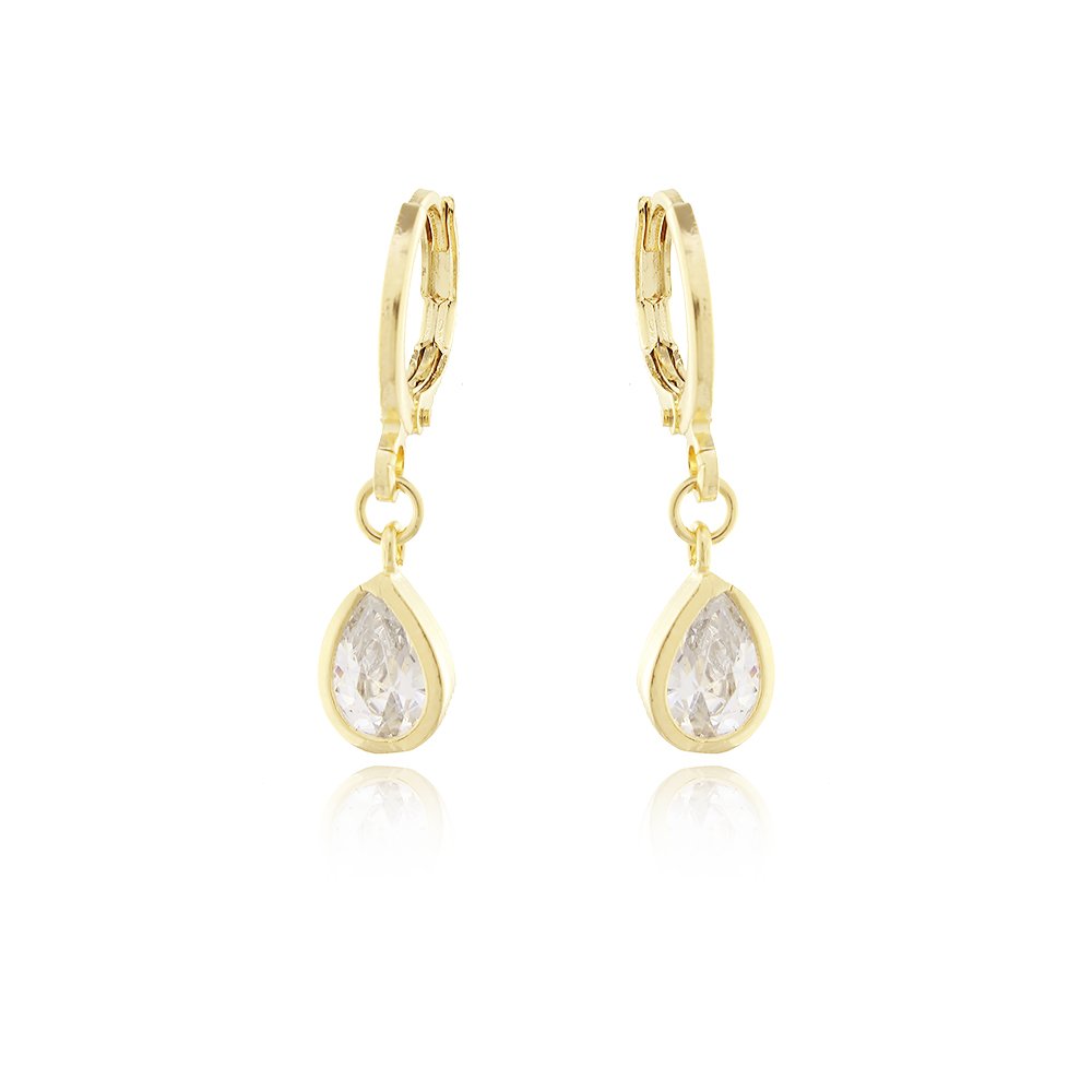 Ag-566-Do Brinco De Argola Com Pingente De Gota