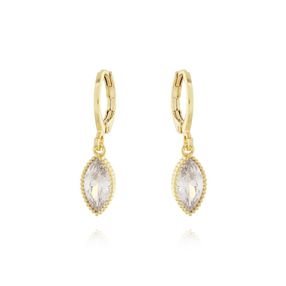 Ag-568-Do Brinco De Argolinha Com Pendulo De Navete