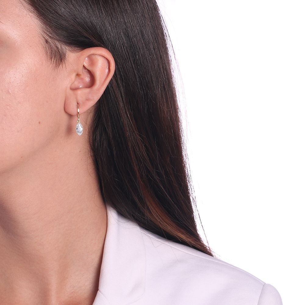 Ag-568-Do Brinco De Argolinha Com Pendulo De Navete