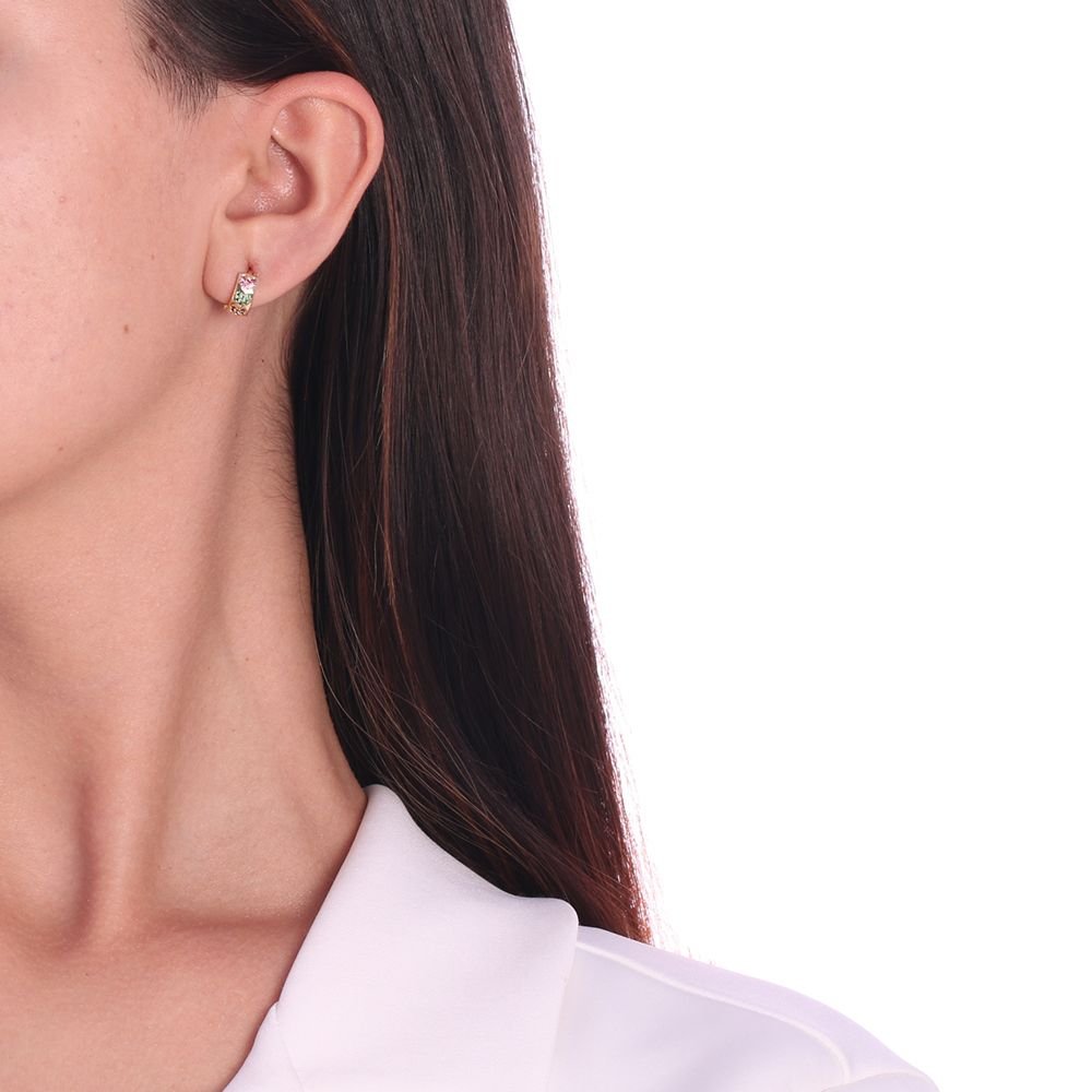 Ag-577-Do Brinco De Argolinha De Coração Cravejado