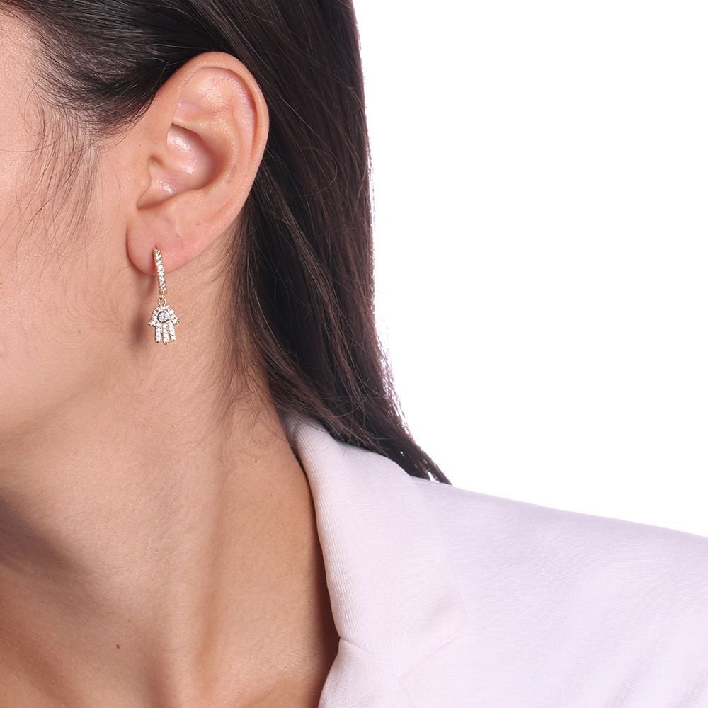 Ag-581-Do Brinco De Argolinha Com Pêndulo Mão De Hansá