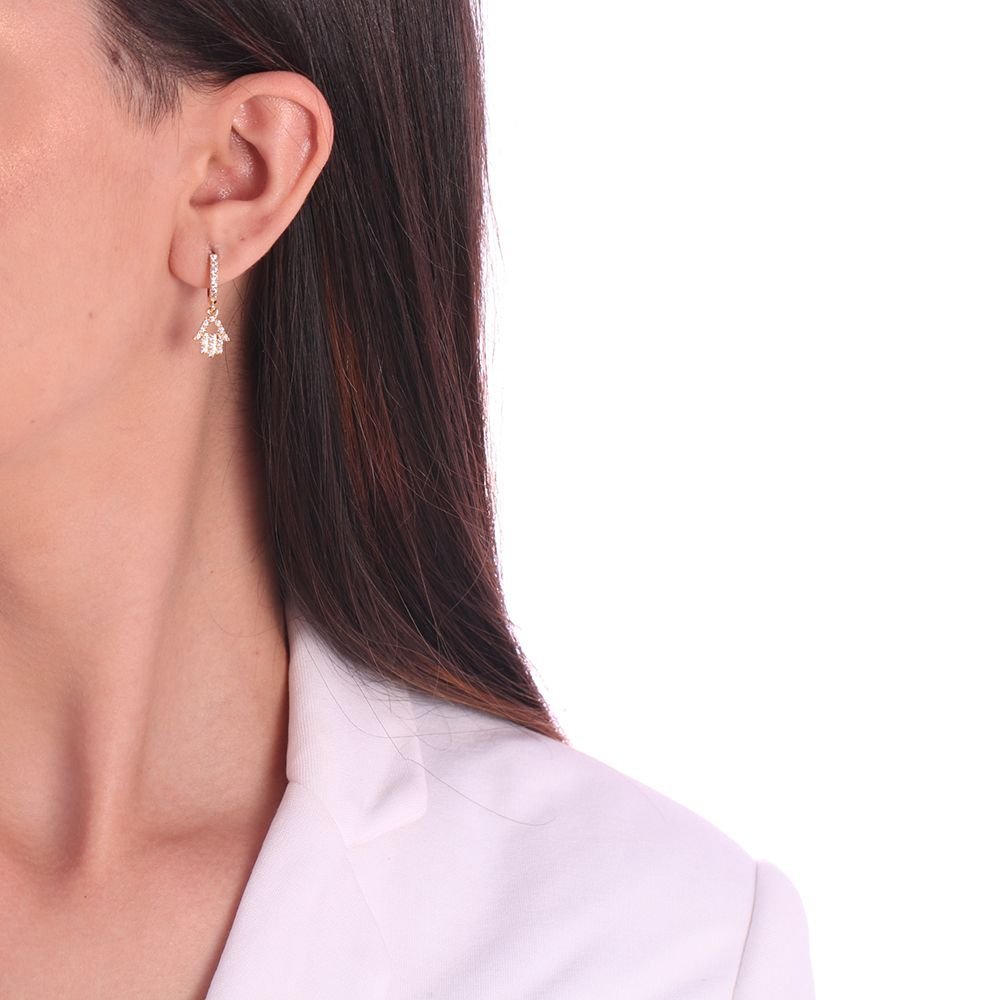 Ag-582-Do Brinco De Argolinha Com Pêndulo De Mão De Hansá