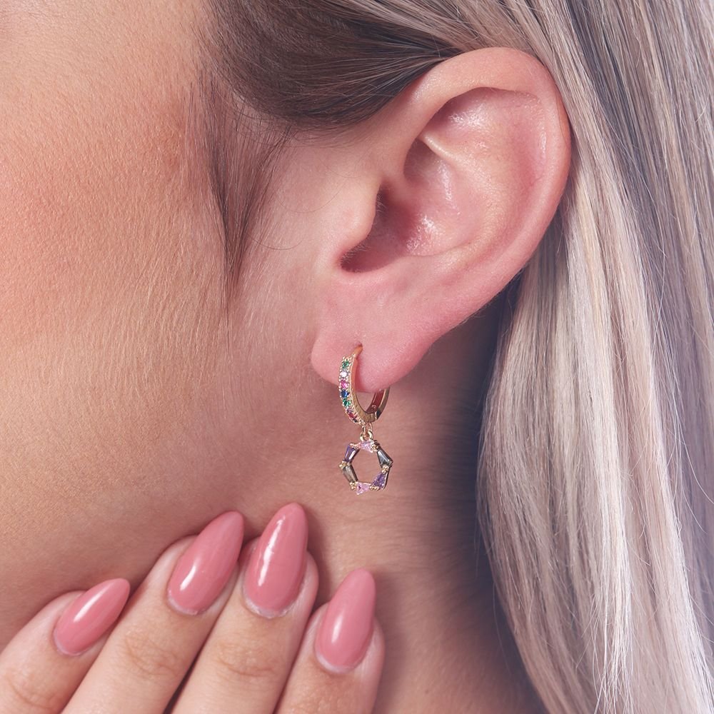 Ag-599-Do Brinco Argolinha Zircônias Coloridas
