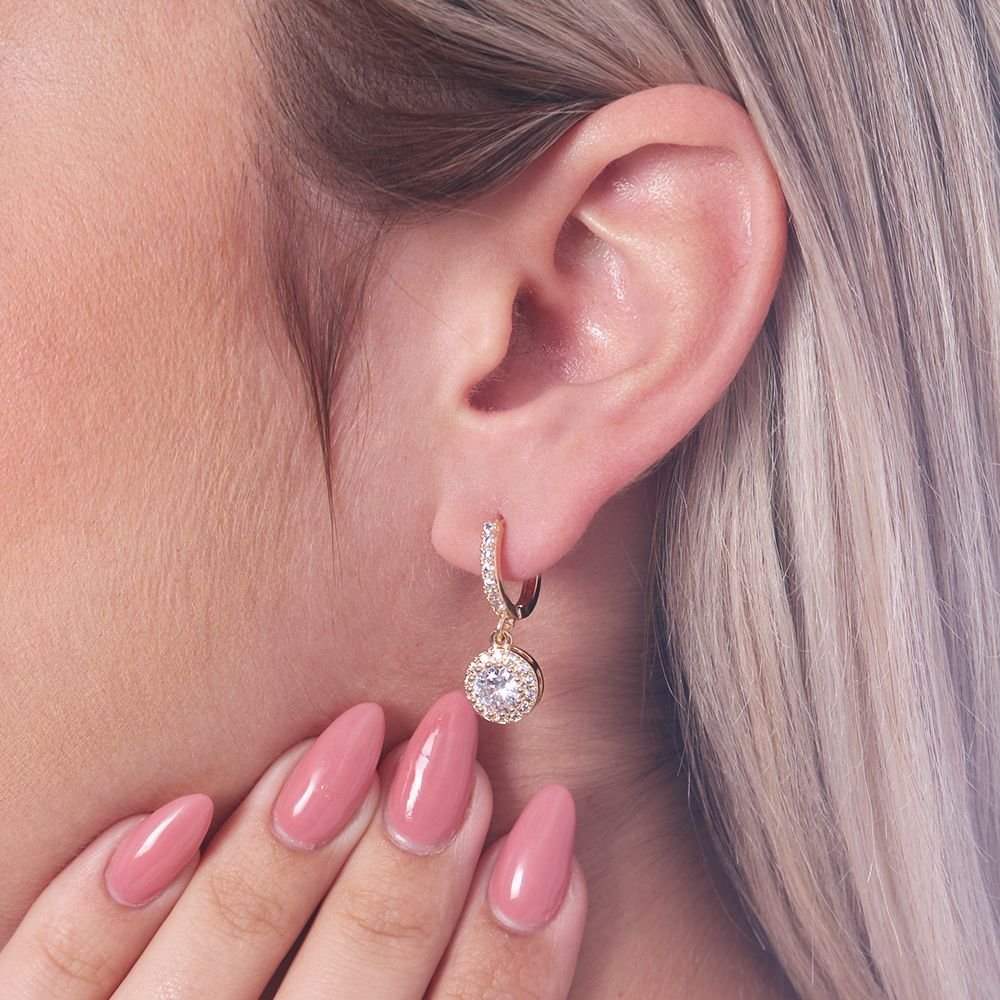 Ag-602-Do Brinco De Argolinha Com Pêndulo Cravejado