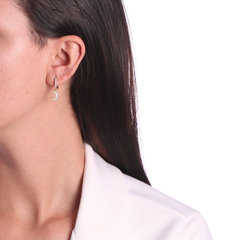 Ag-625-Do Brinco De Argolinha De Lua Cravejada