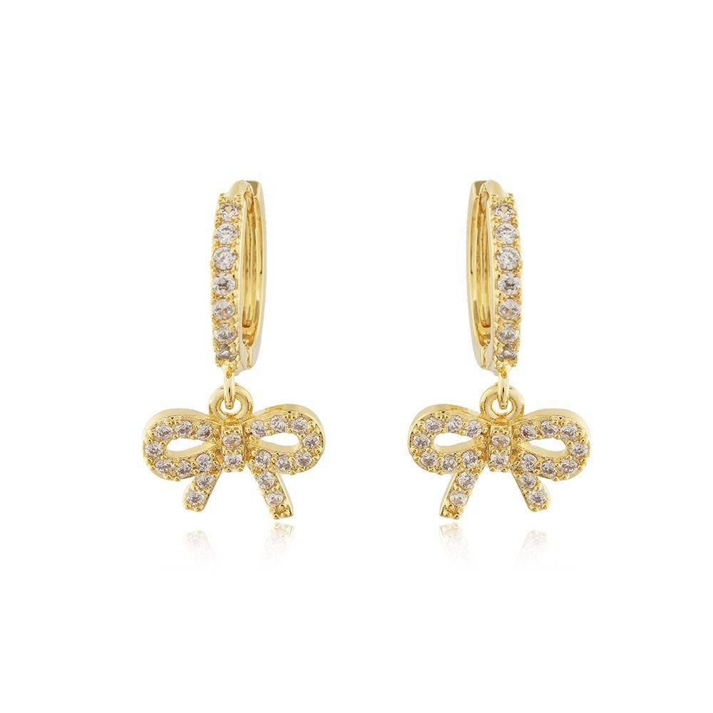 Ag-628-Do Brinco De Argolinha De Laço Cravejado