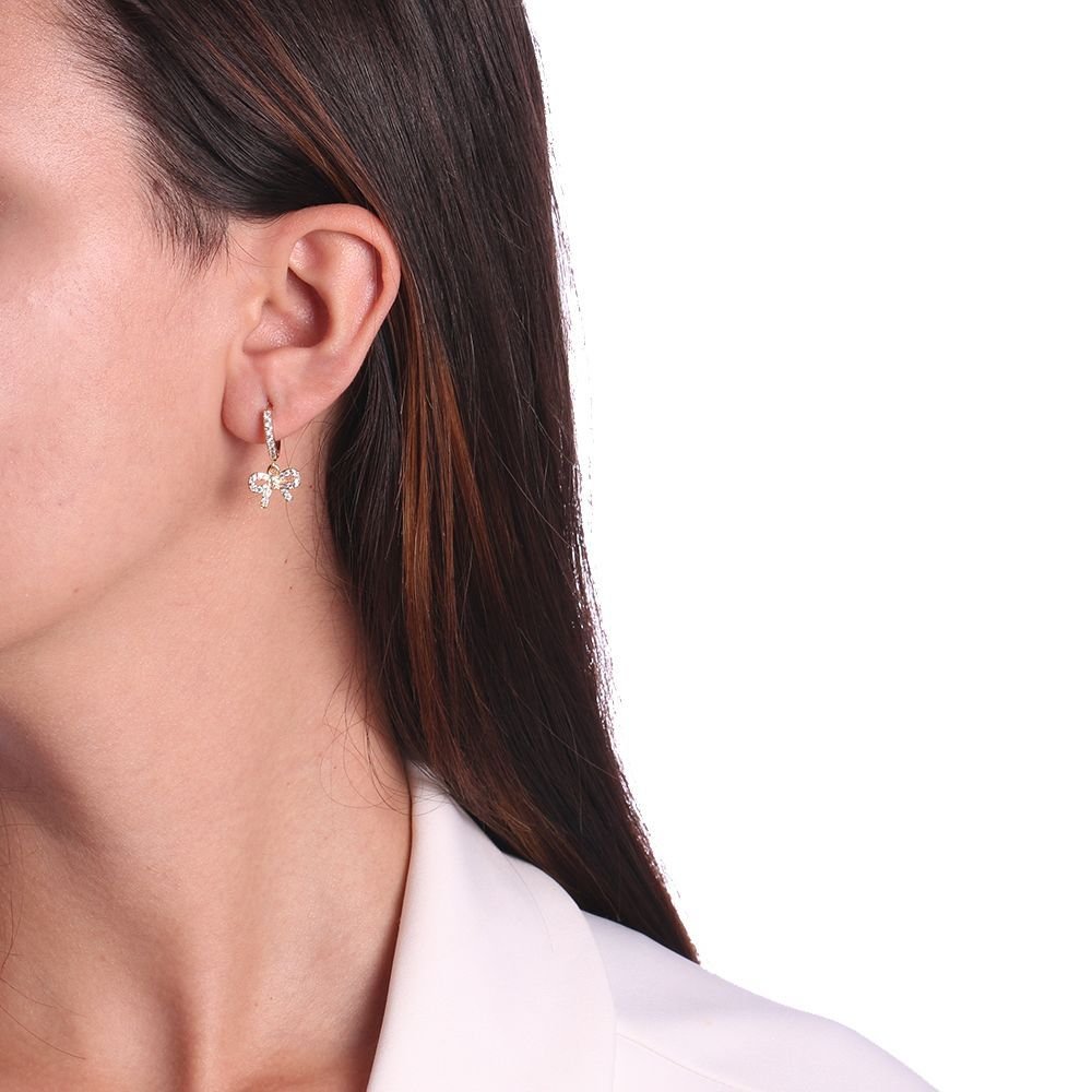 Ag-628-Do Brinco De Argolinha De Laço Cravejado