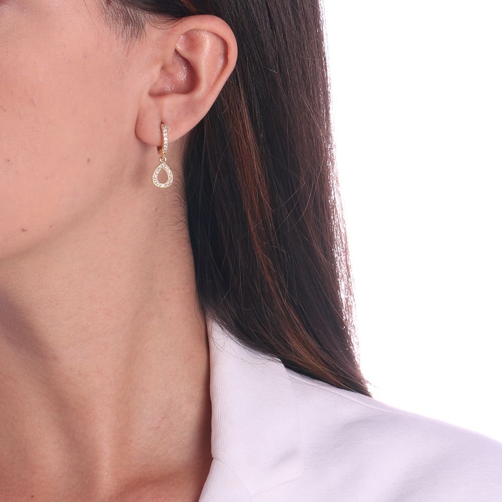 Ag-631-Do Brinco De Argolinha Com Pêndulo De Gota