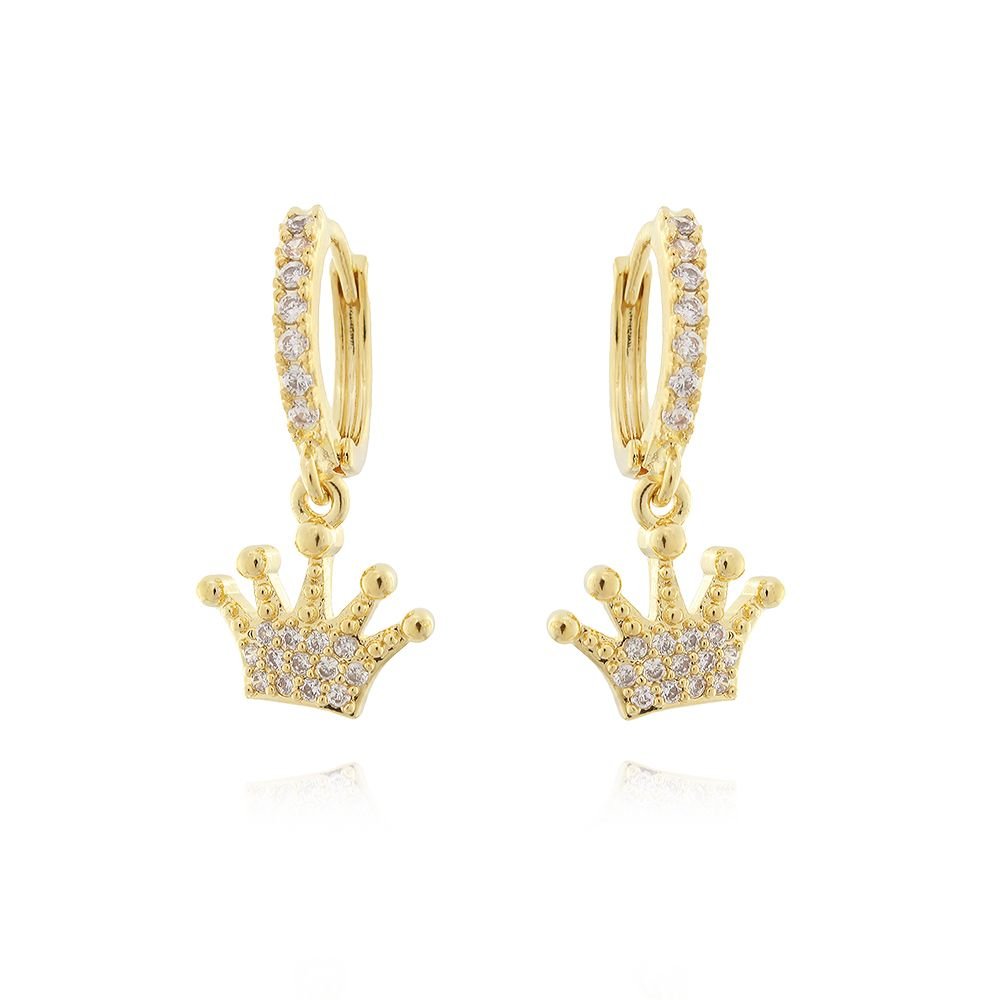 Ag-632-Do Brinco De Argolinha De Coroa Cravejada