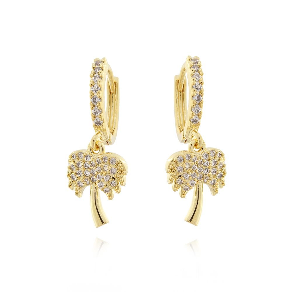 Ag-634-Do Brinco De Argolinha De Coqueiro Cravejado