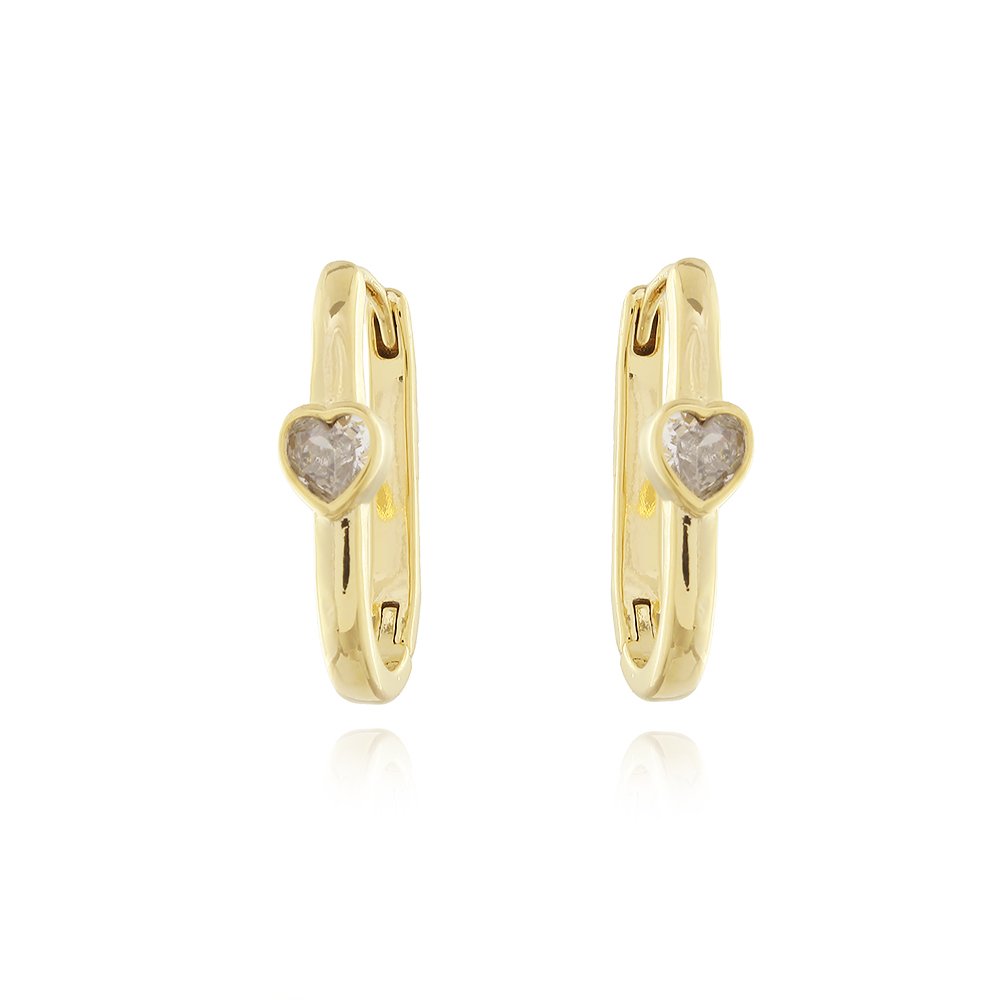 Ag-641-Do Brinco De Argola Com Coração Cravejado