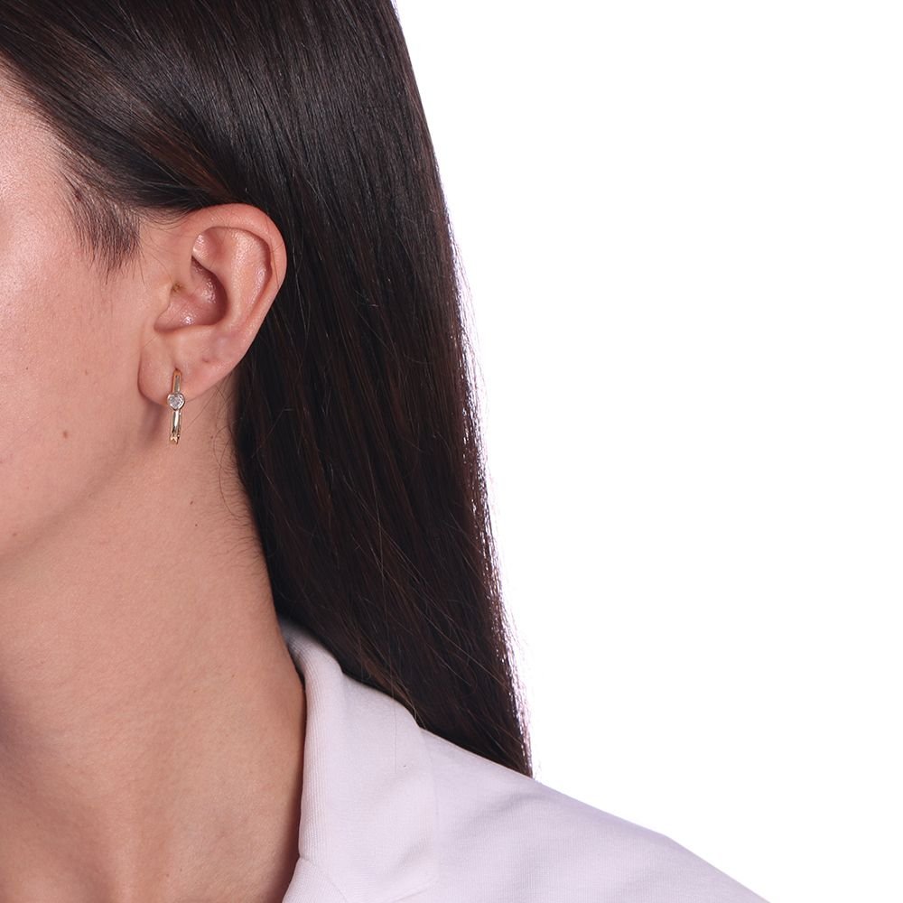 Ag-641-Do Brinco De Argola Com Coração Cravejado