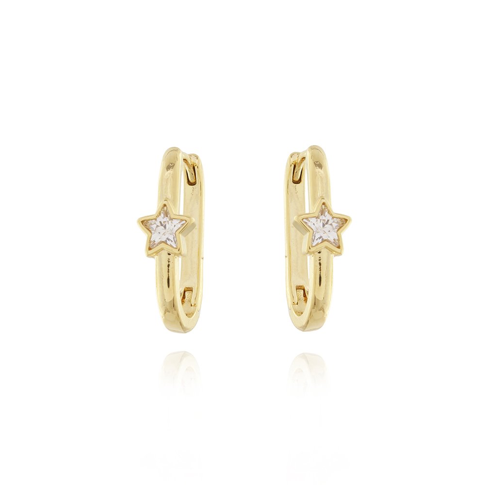 Ag-642-Do Cristal Brinco De Argolinha Com Pedra Cravejada