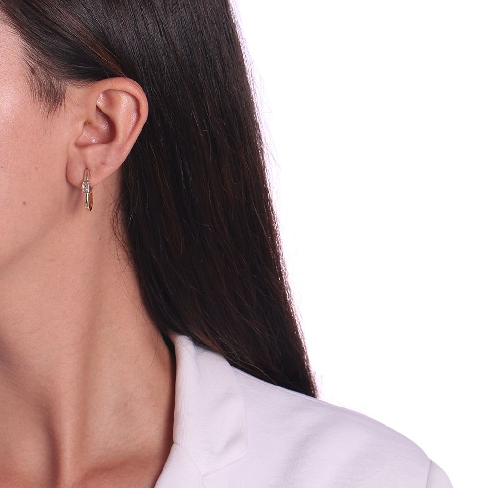 Ag-643-Do Brinco De Argola Com Pedra Cravejada