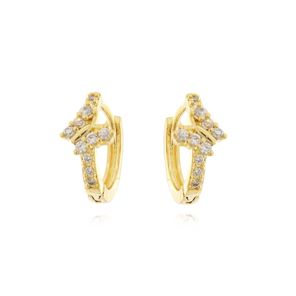 Ag-652-Do Brinco De Argolinha Borboleta Cravejada Cristal