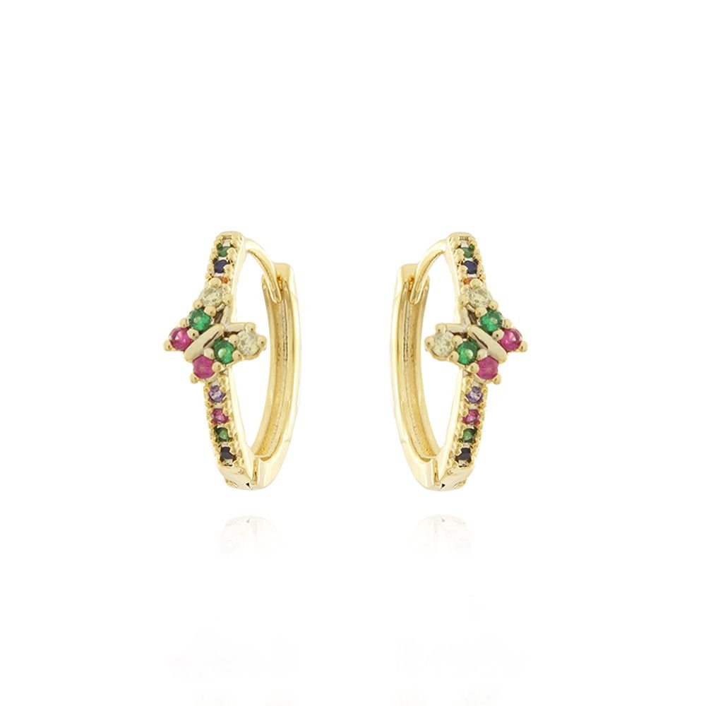 Ag-653-Do Brinco De Argolinha Borboleta Cravejada Colorido