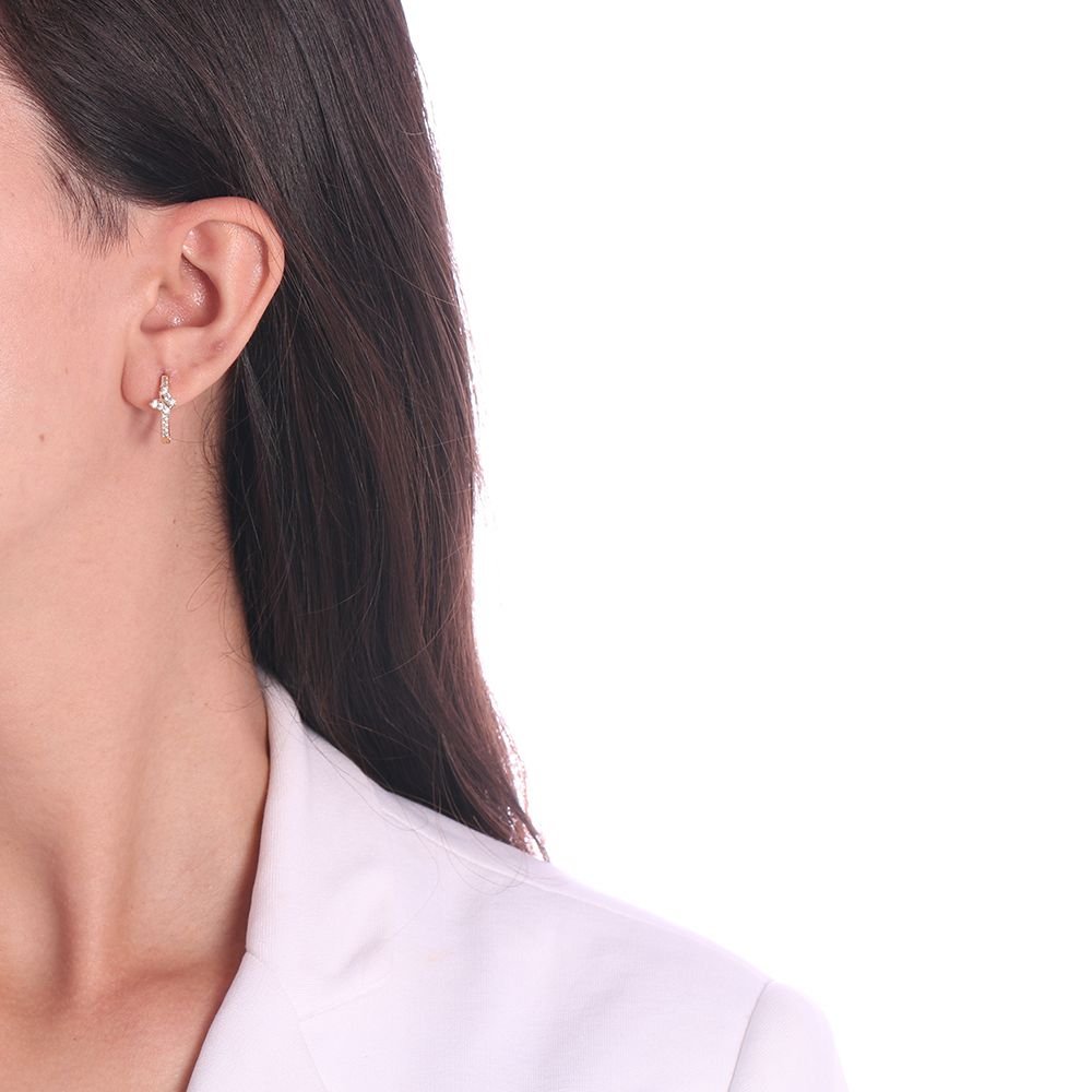 Ag-653-Do Brinco De Argolinha Borboleta Cravejada Cristal