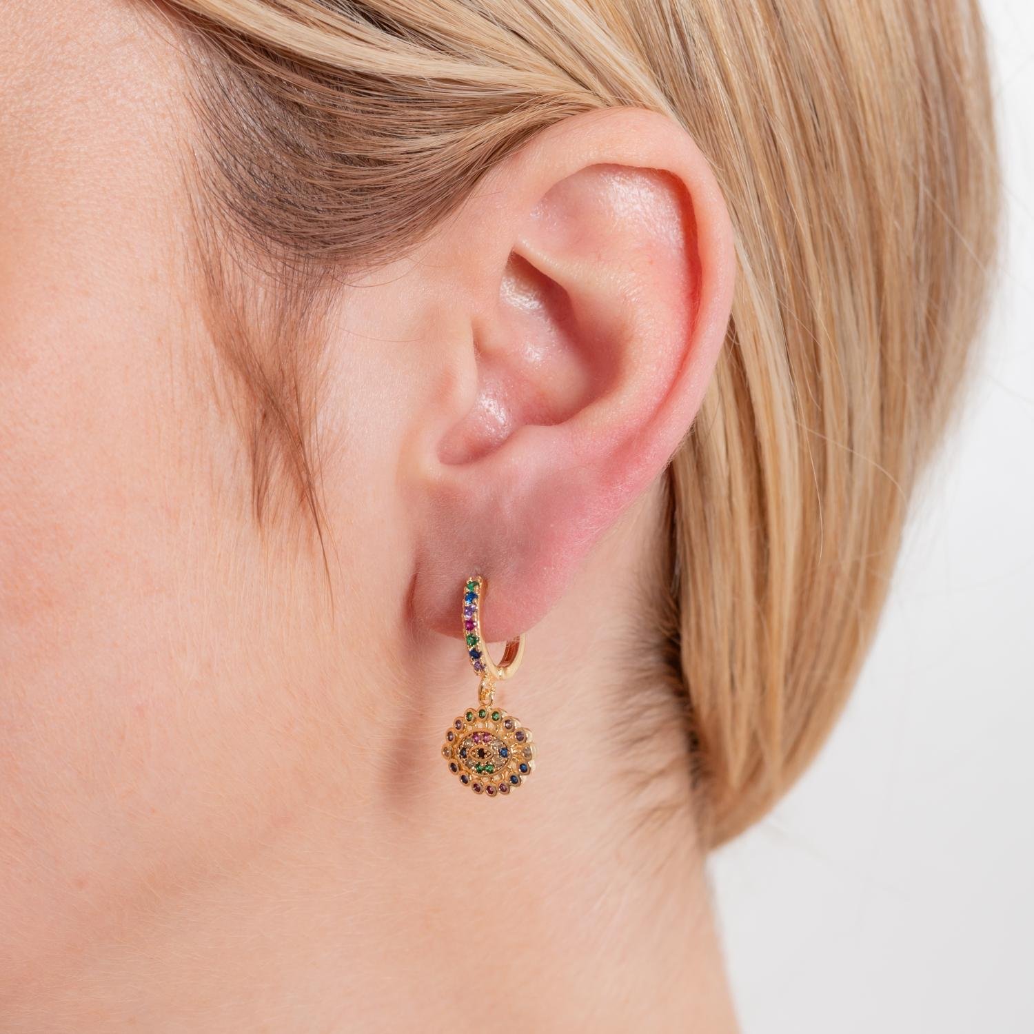 Ag-662-Do Brinco De Argolinha Cravejada Com Micro Zircônias